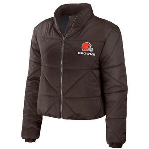 Cleveland Browns Puffer Jacket WEAR by Erin Andrews Brown, Waist Length, M